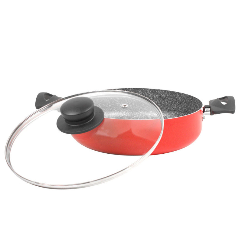 Arrocera roja remachada con tapa 28cm